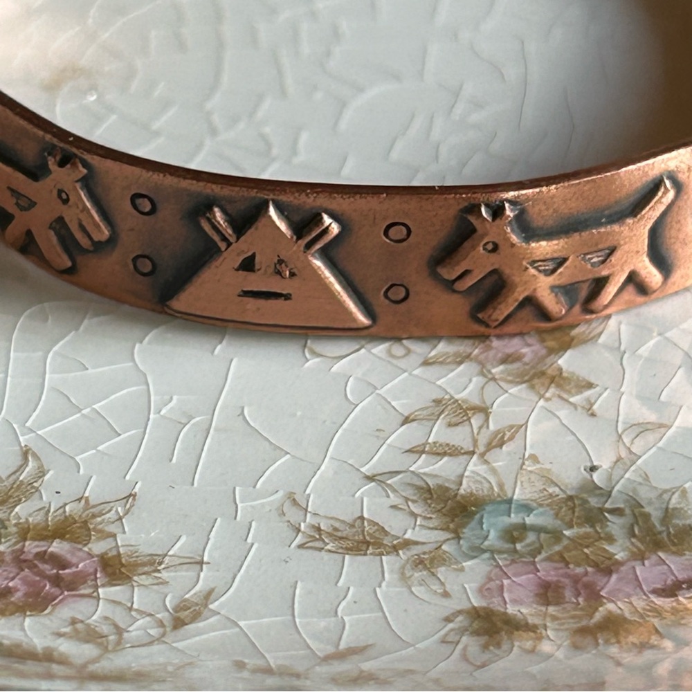 Vintage Wheeler Manufacturing Co. Copper Southwest Cuff Bracelet Signed - Picture 4 of 11